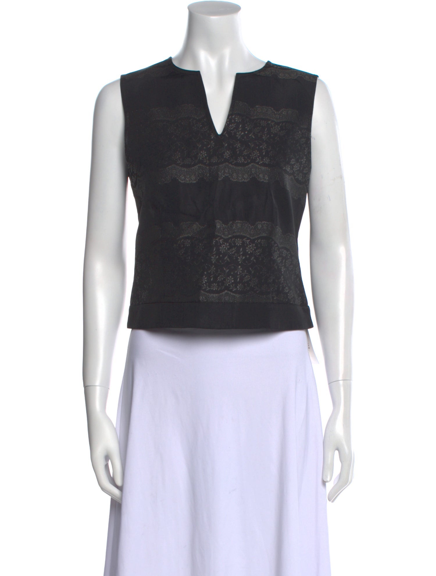 Ganni V-Neck Sleeveless Crop Top