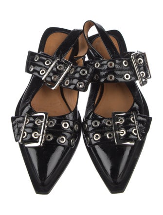 Ganni Patent Leather Slingback Flats
