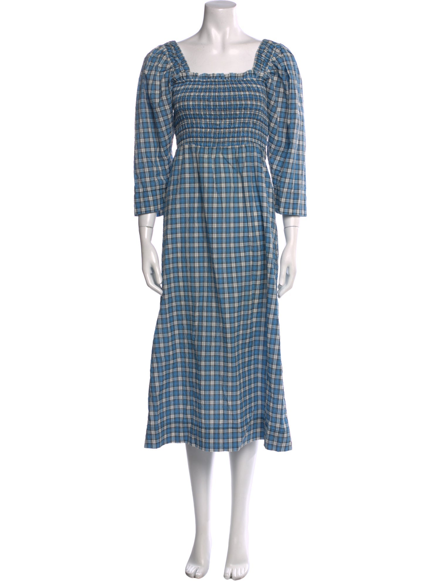 Ganni Plaid Print Midi Length Dress