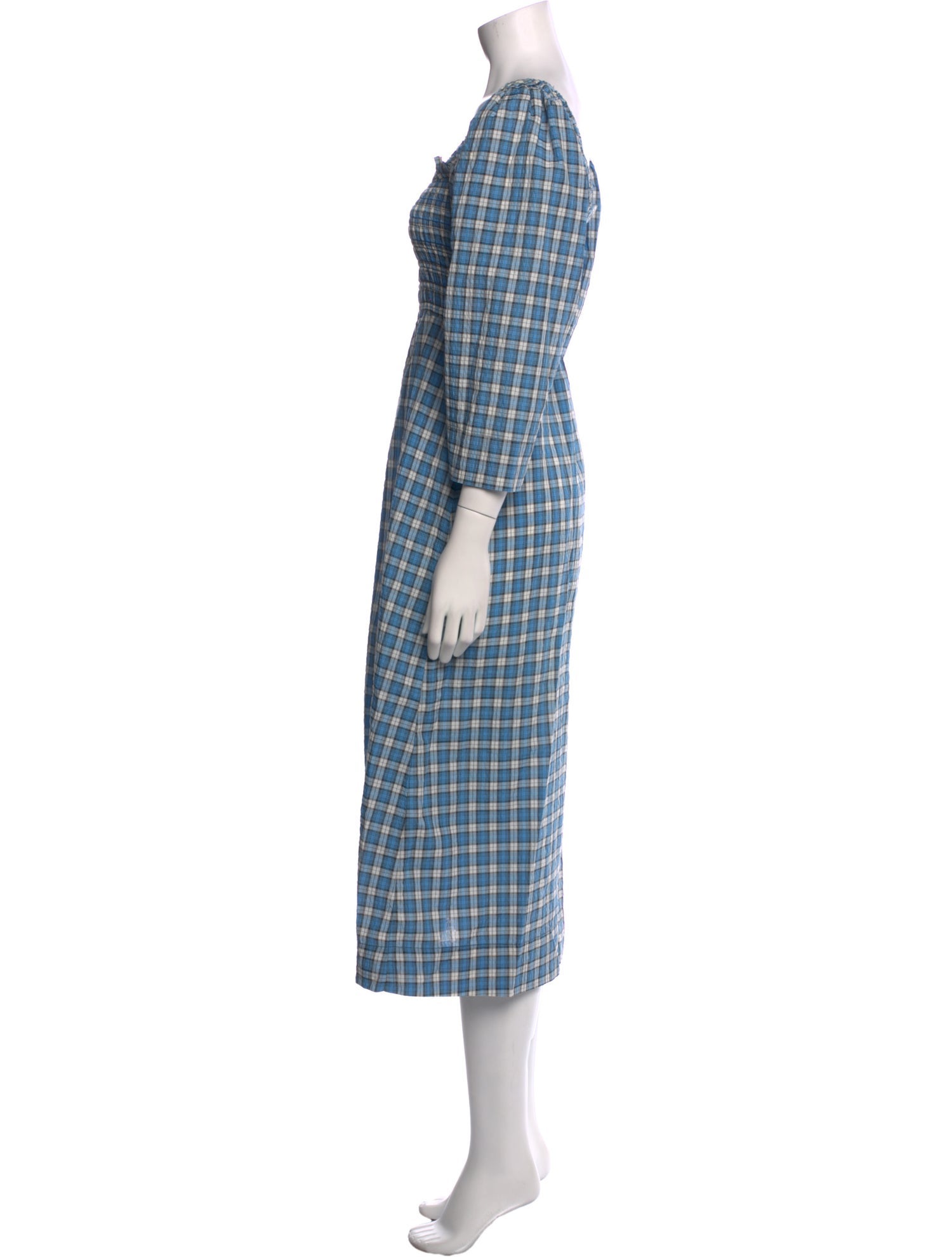 Ganni Plaid Print Midi Length Dress