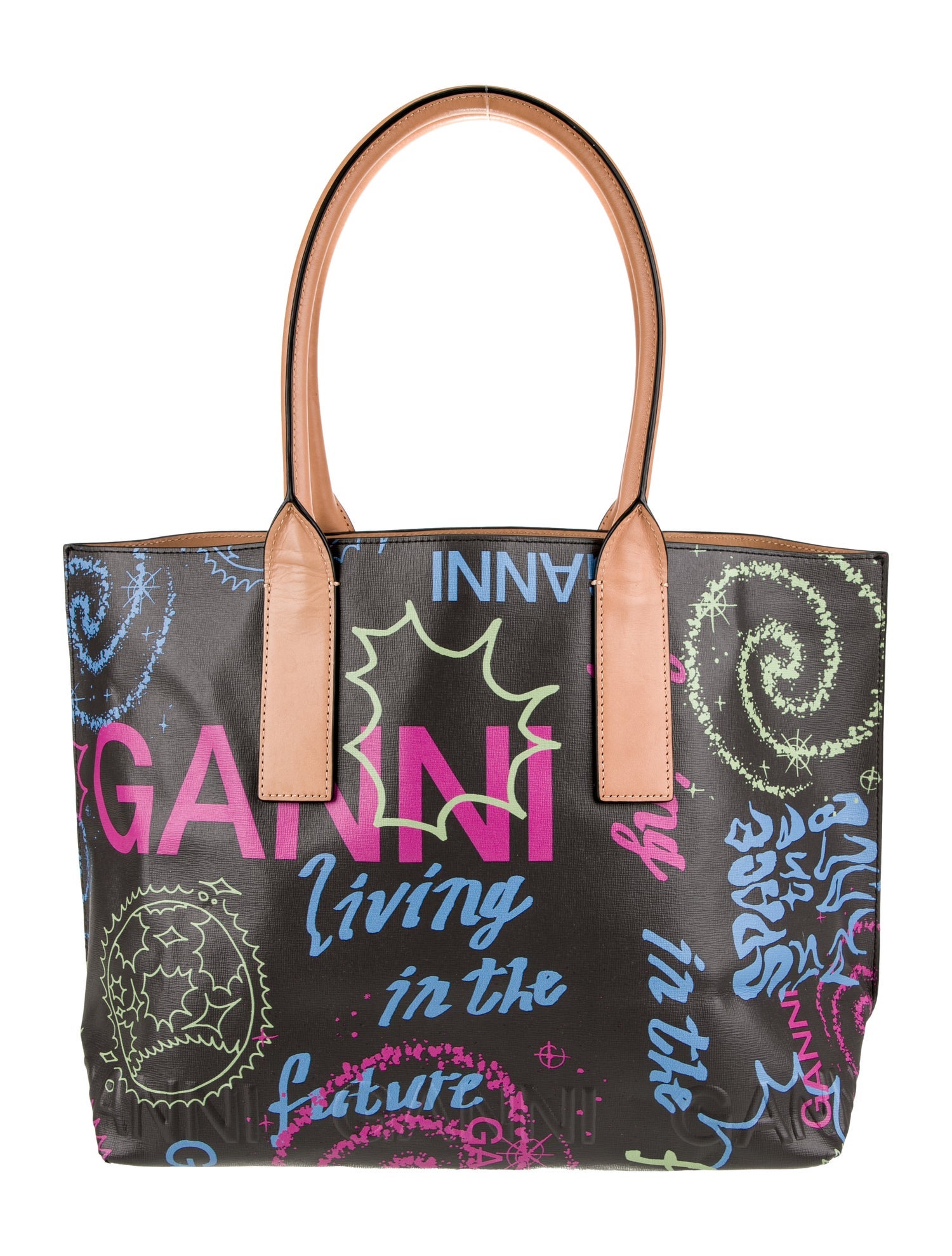 Ganni Saffiano Leather Tote