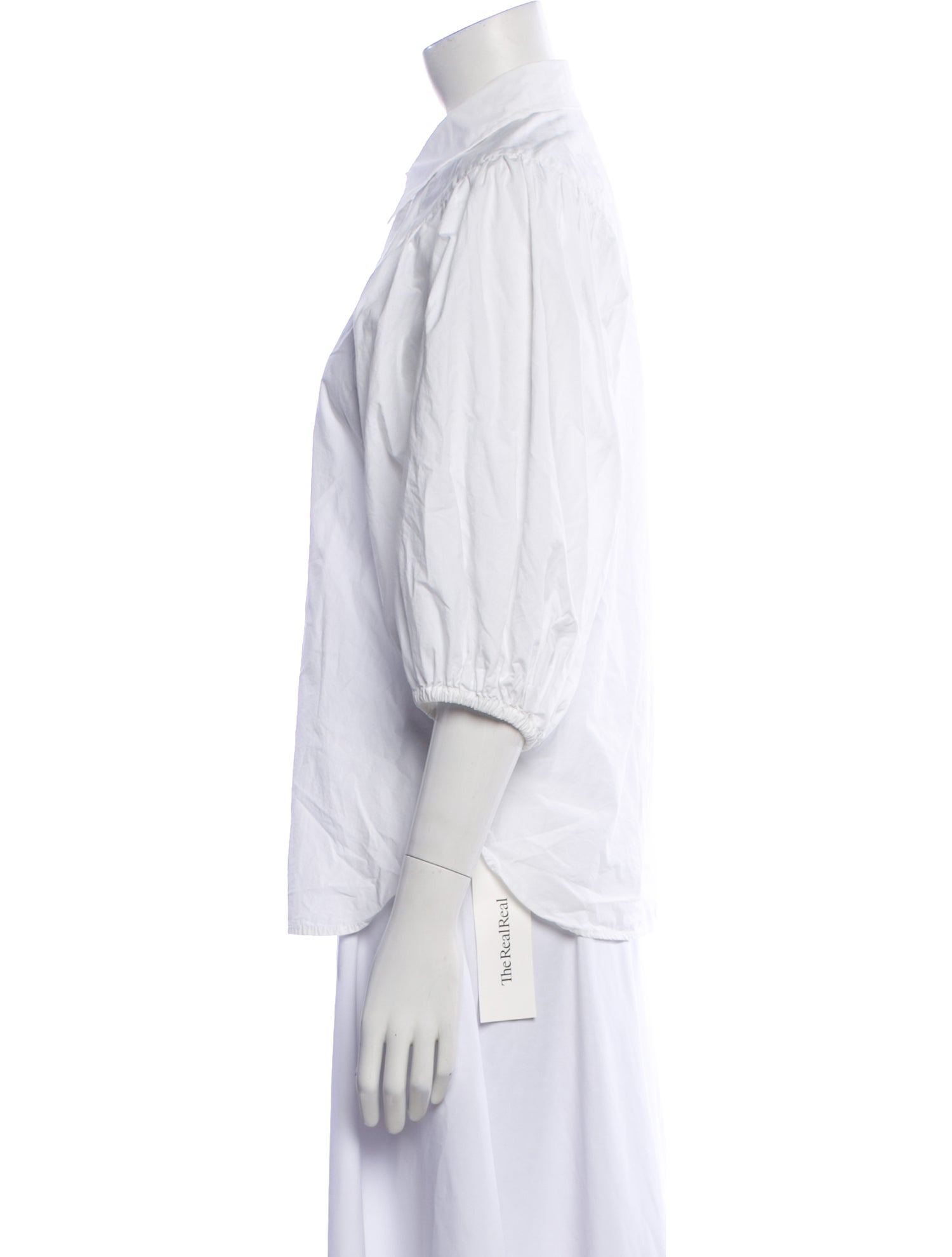 Ganni Three-Quarter Sleeve Button-Up Top