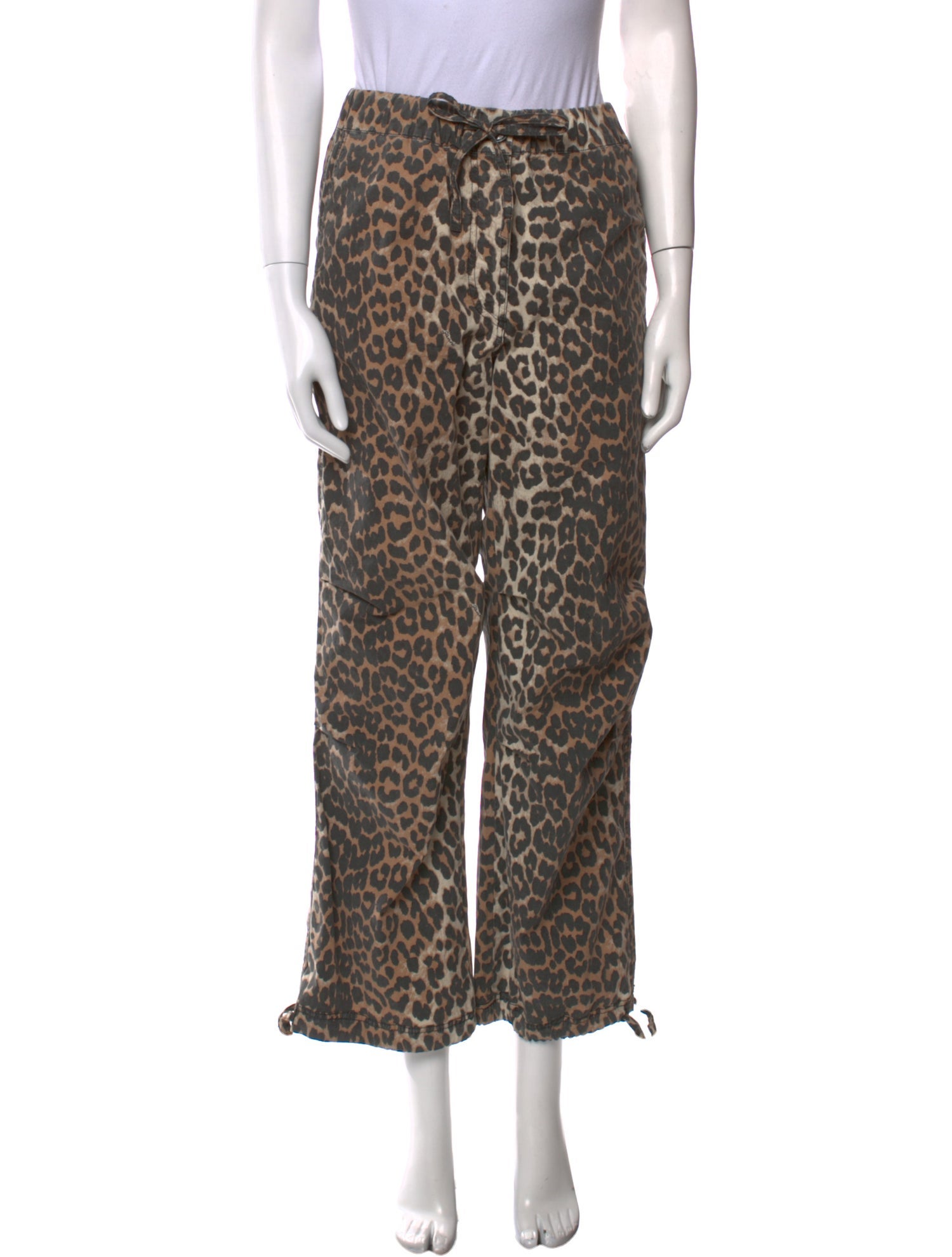Ganni Animal Print Wide Leg Pants