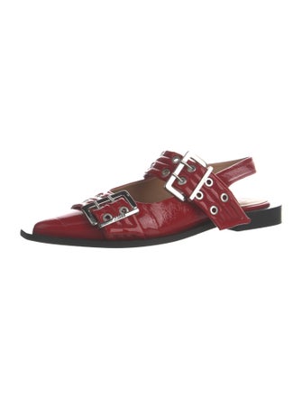 Ganni Patent Leather Slingback Flats