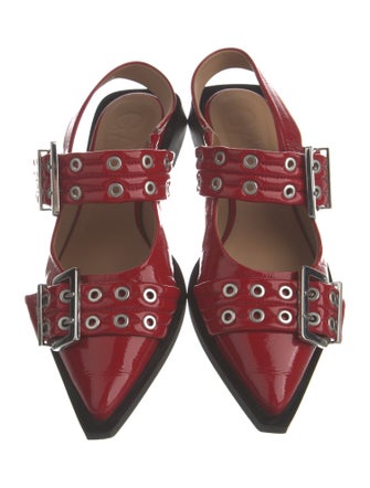 Ganni Patent Leather Slingback Flats