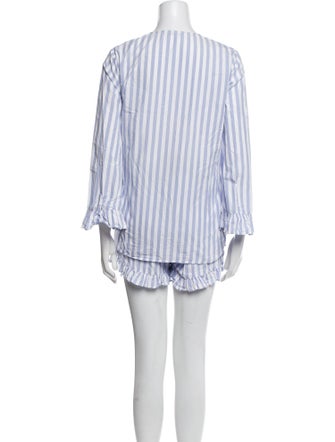 Ganni Striped Ruffle Embellishment Short Set