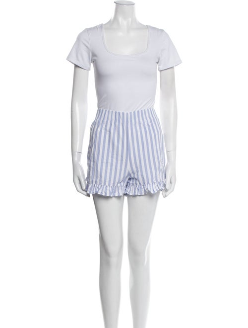 Ganni Striped Ruffle Embellishment Short Set