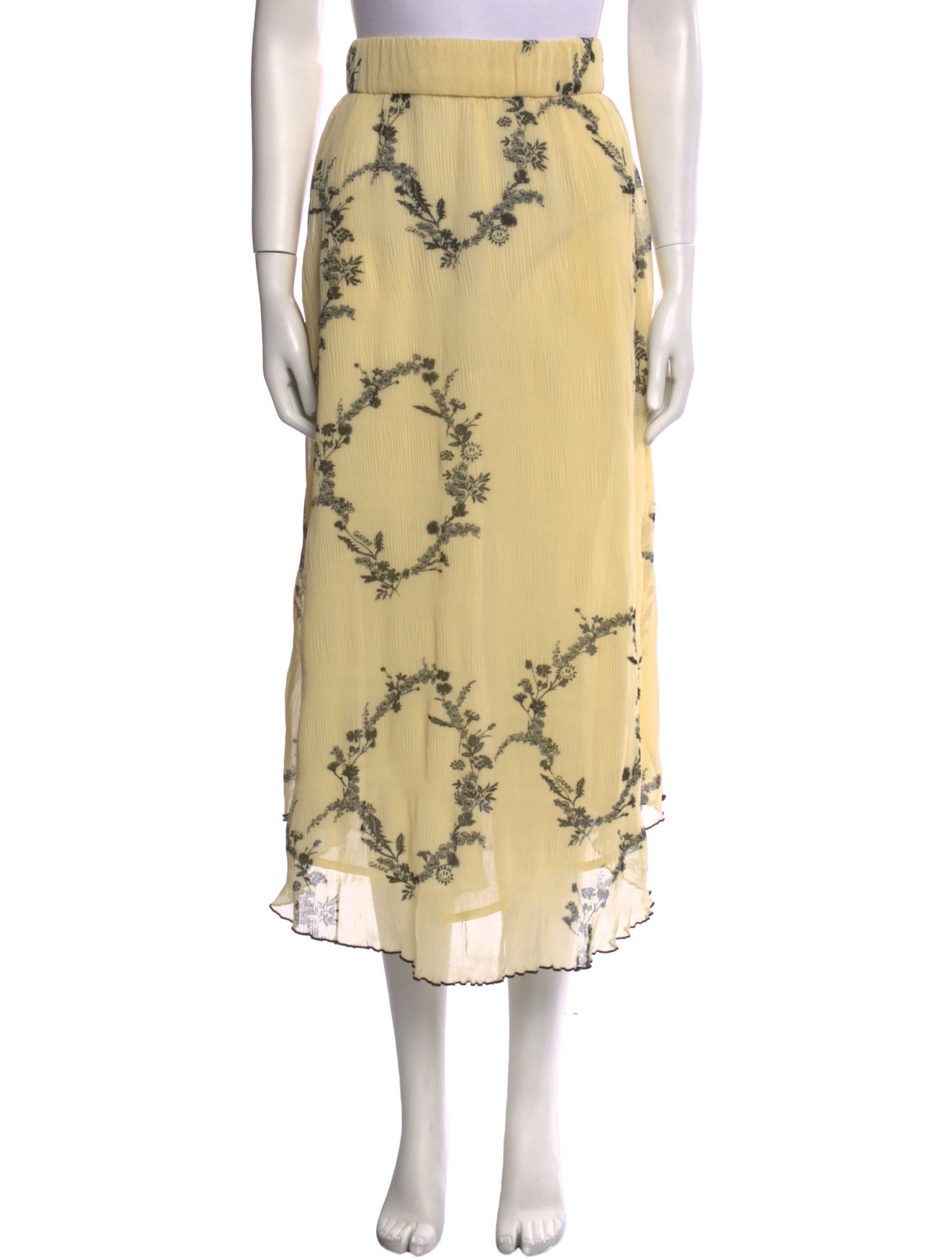 Ganni Floral Print Midi Length Skirt