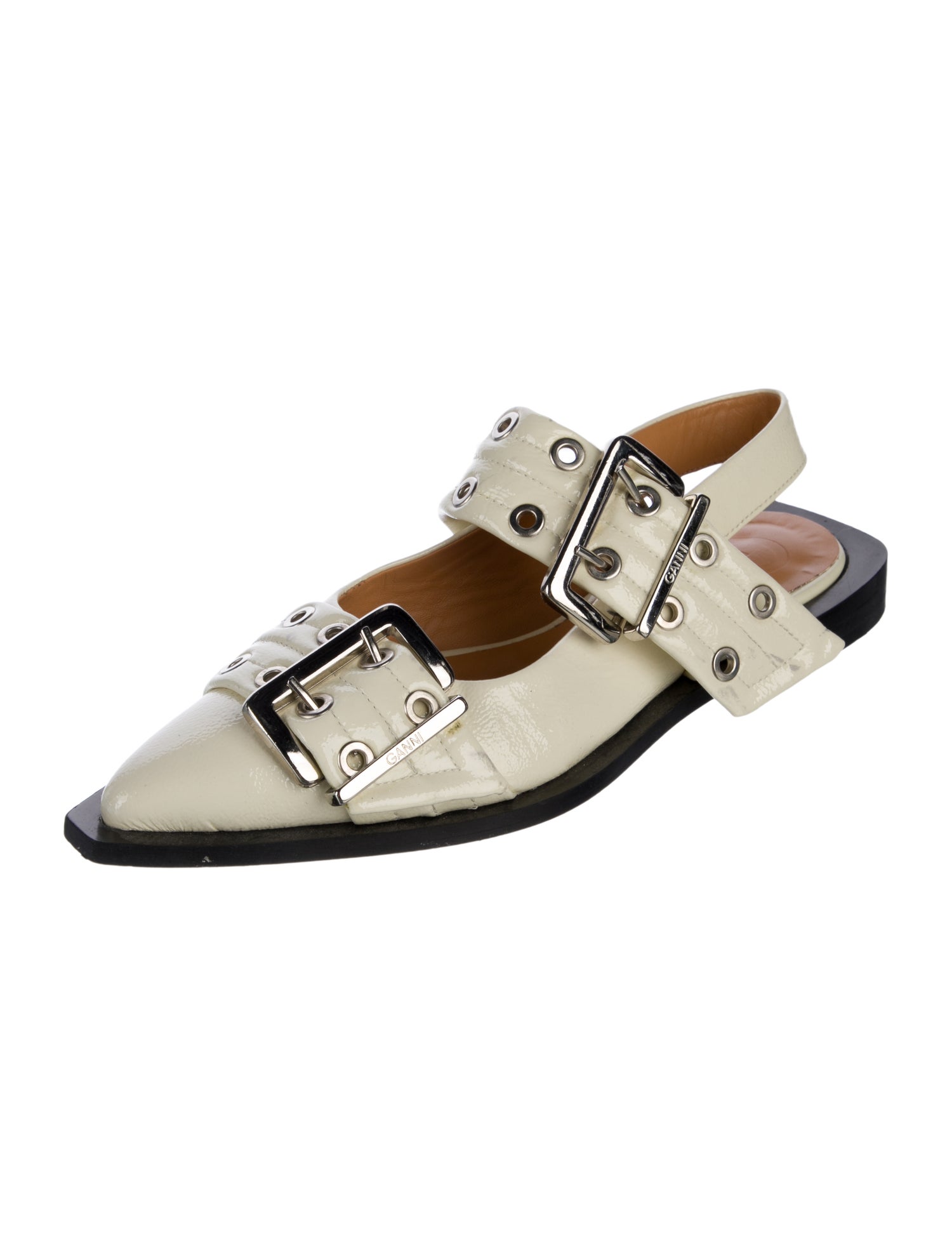 Ganni Patent Leather Slingback Flats