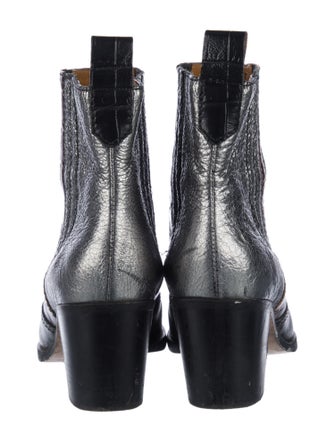 Ganni Leather Colorblock Pattern Western Boots