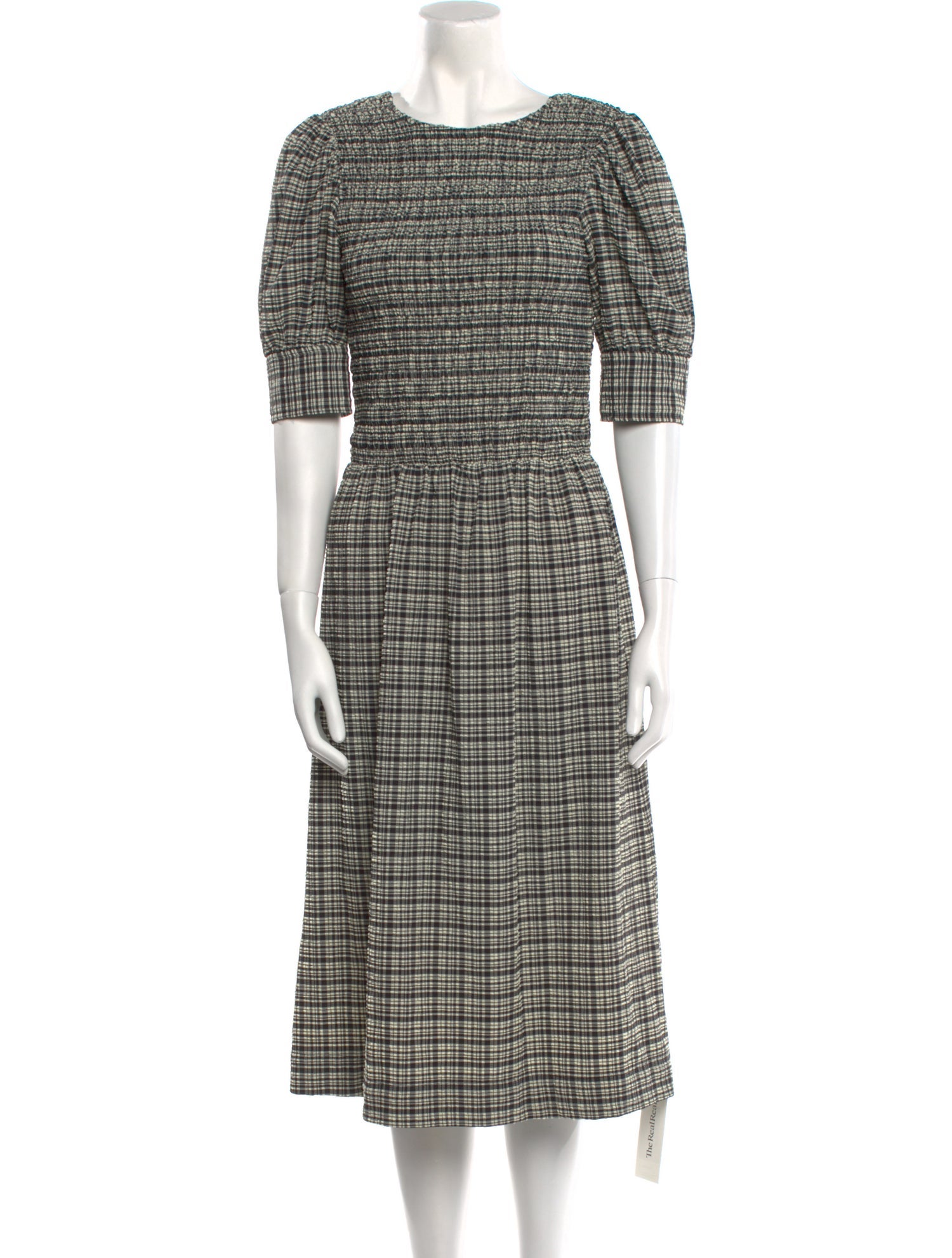 Ganni Plaid Print Midi Length Dress