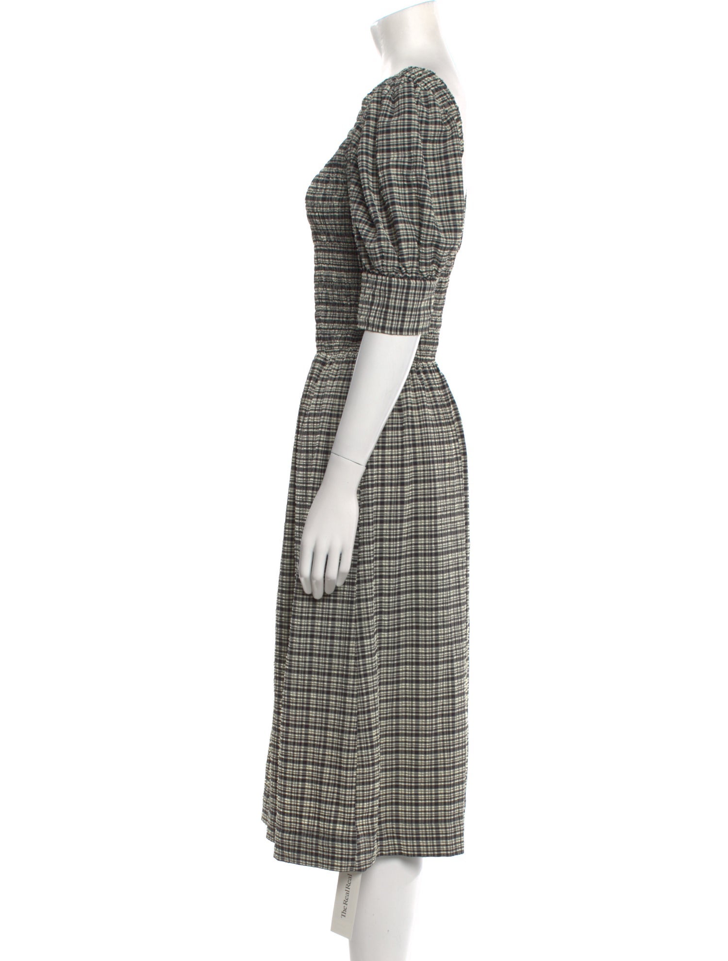 Ganni Plaid Print Midi Length Dress