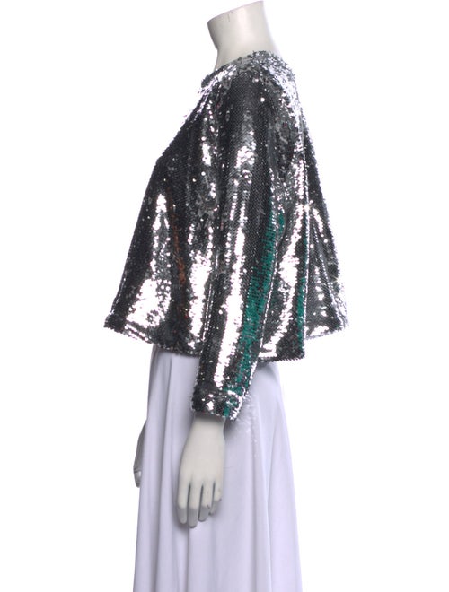 Ganni Patterned Crew Neck Crop Top