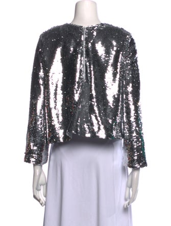 Ganni Patterned Crew Neck Crop Top