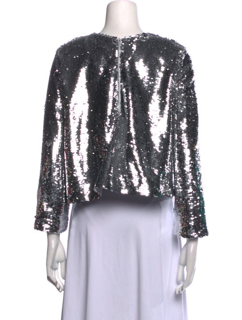 Ganni Patterned Crew Neck Crop Top