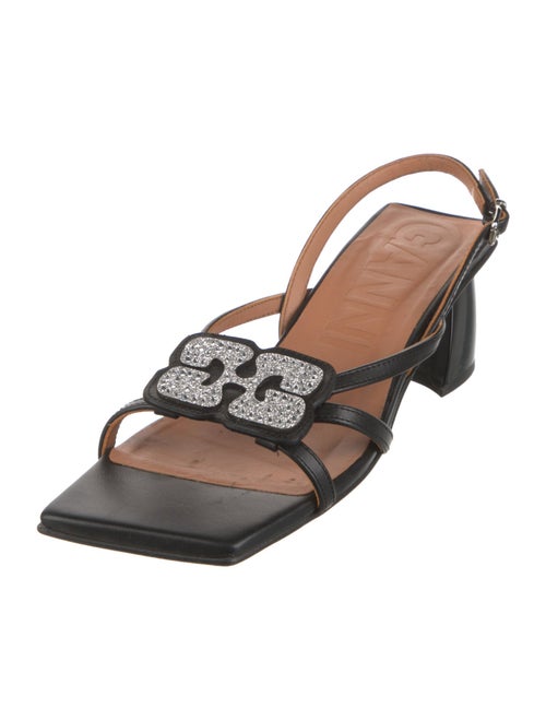 Ganni Leather Crystal Embellishments Slingback Sandals