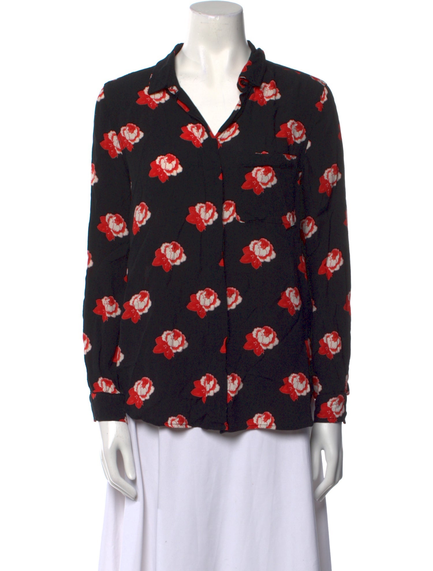 Ganni Floral Print V-Neck Blouse