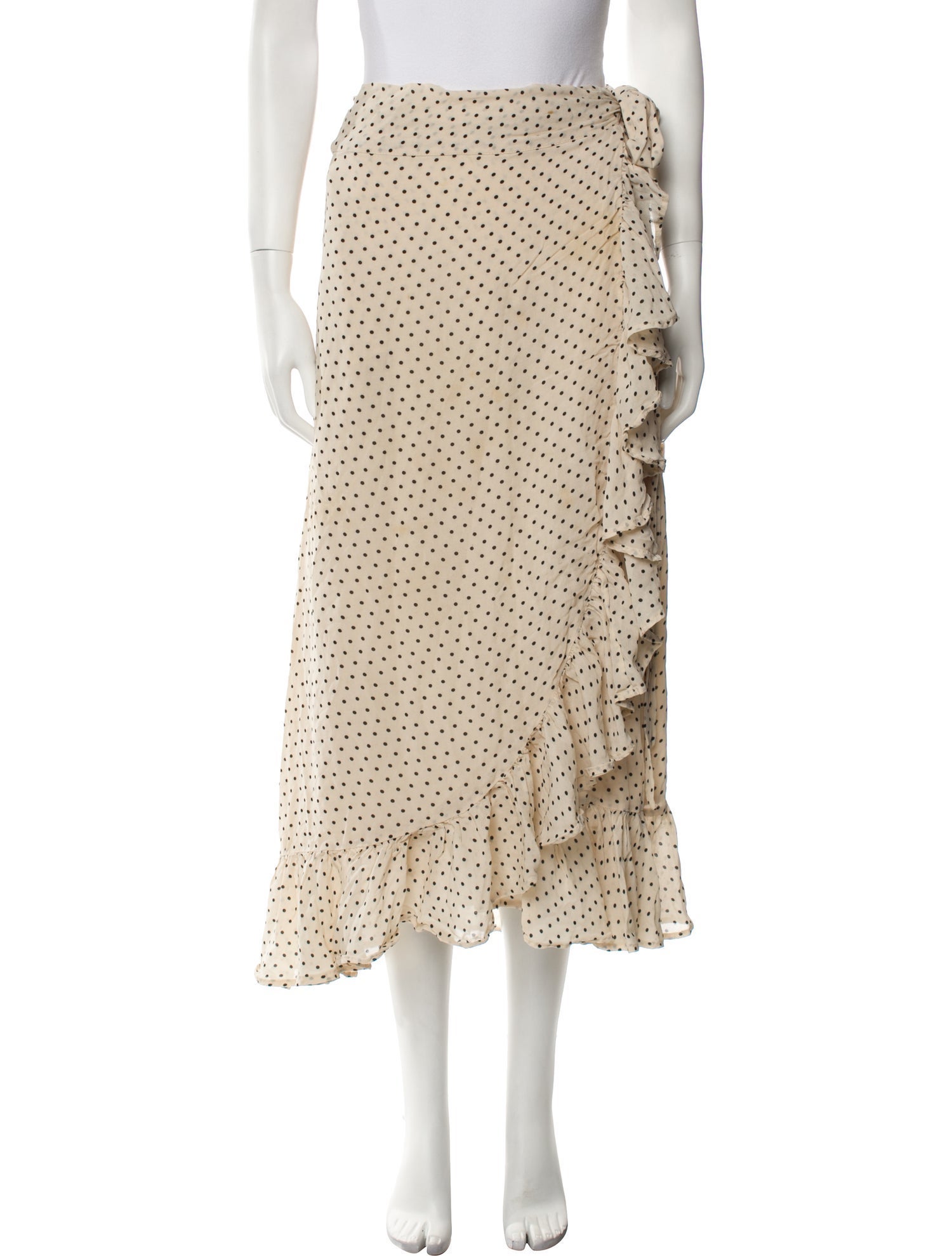 Ganni Polka Dot Print Midi Length Skirt