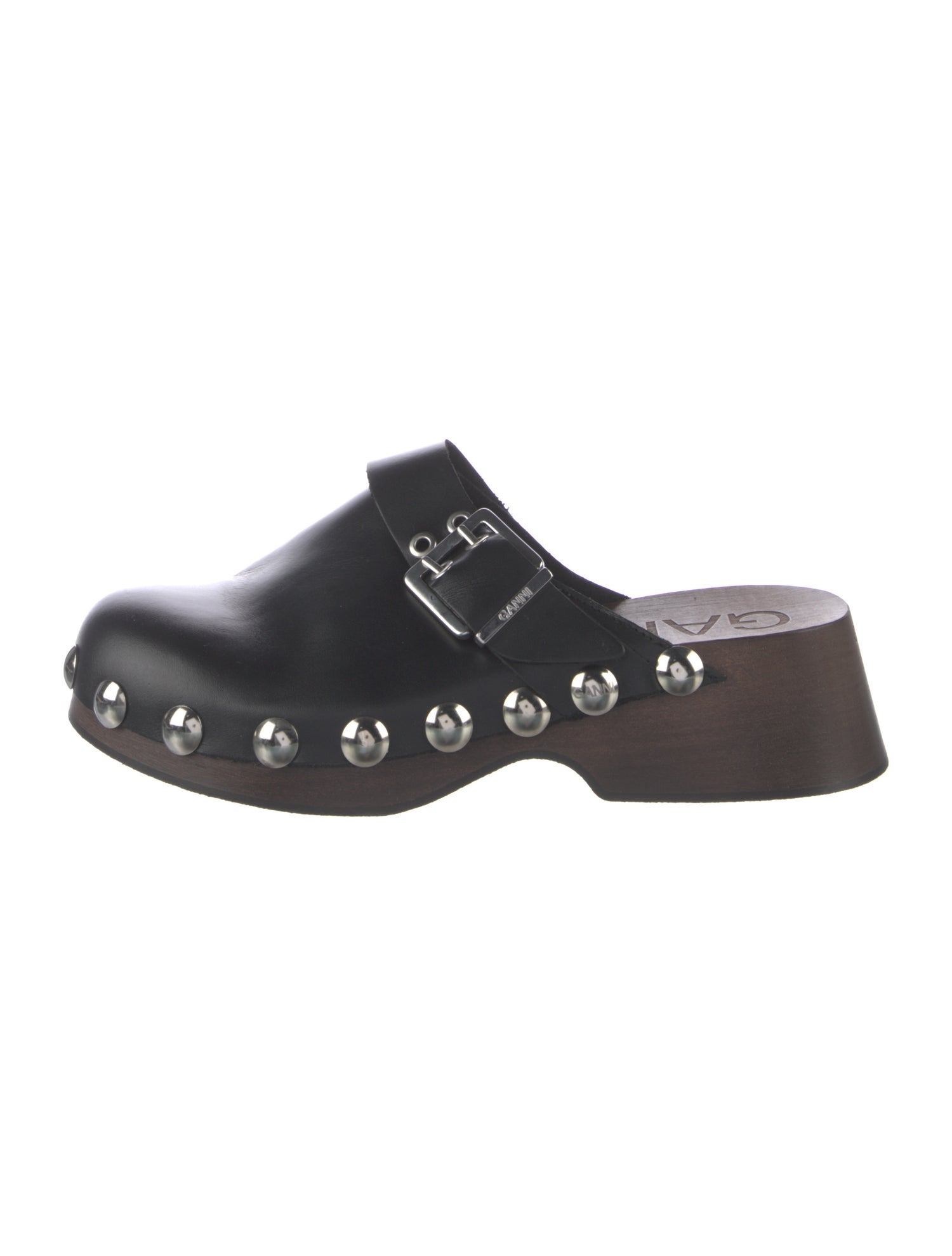 Ganni Leather Studded Accents Mules