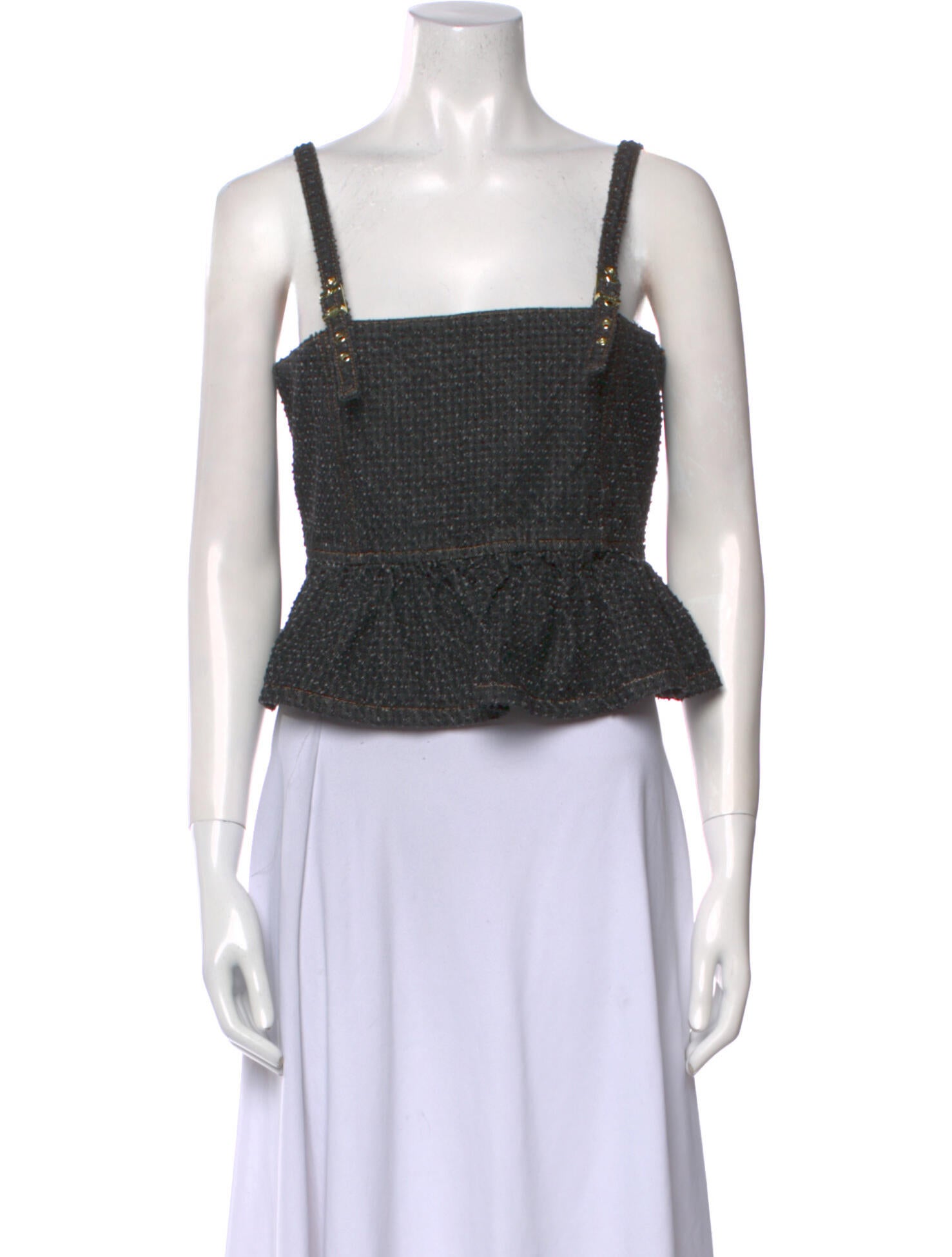 Ganni Square Neckline Sleeveless Crop Top