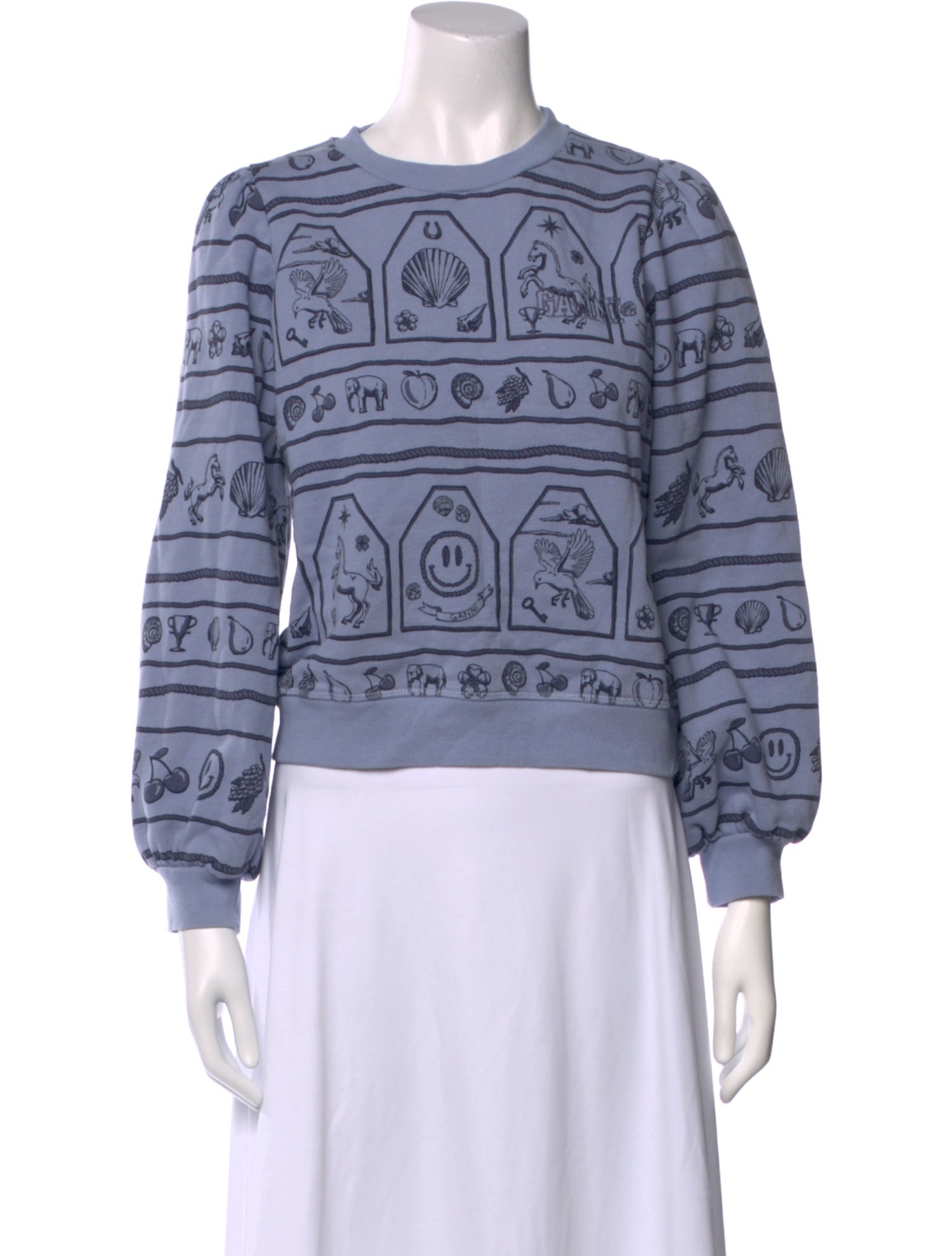 Ganni Printed Crew Neck Sweatshirt