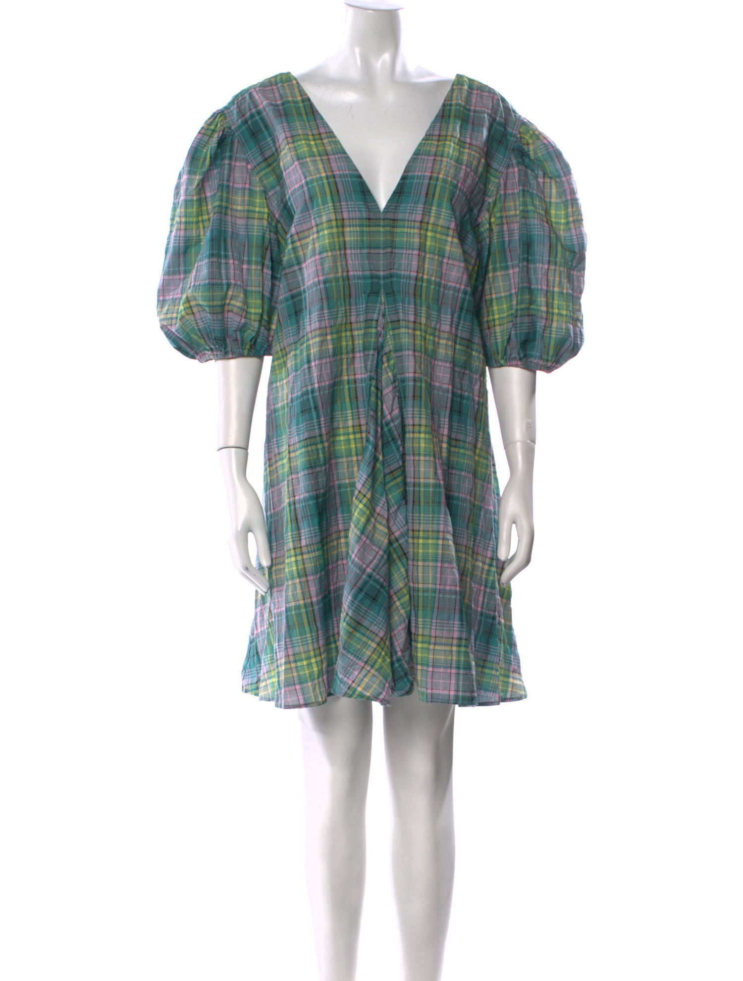 Ganni Plaid Print Mini Dress