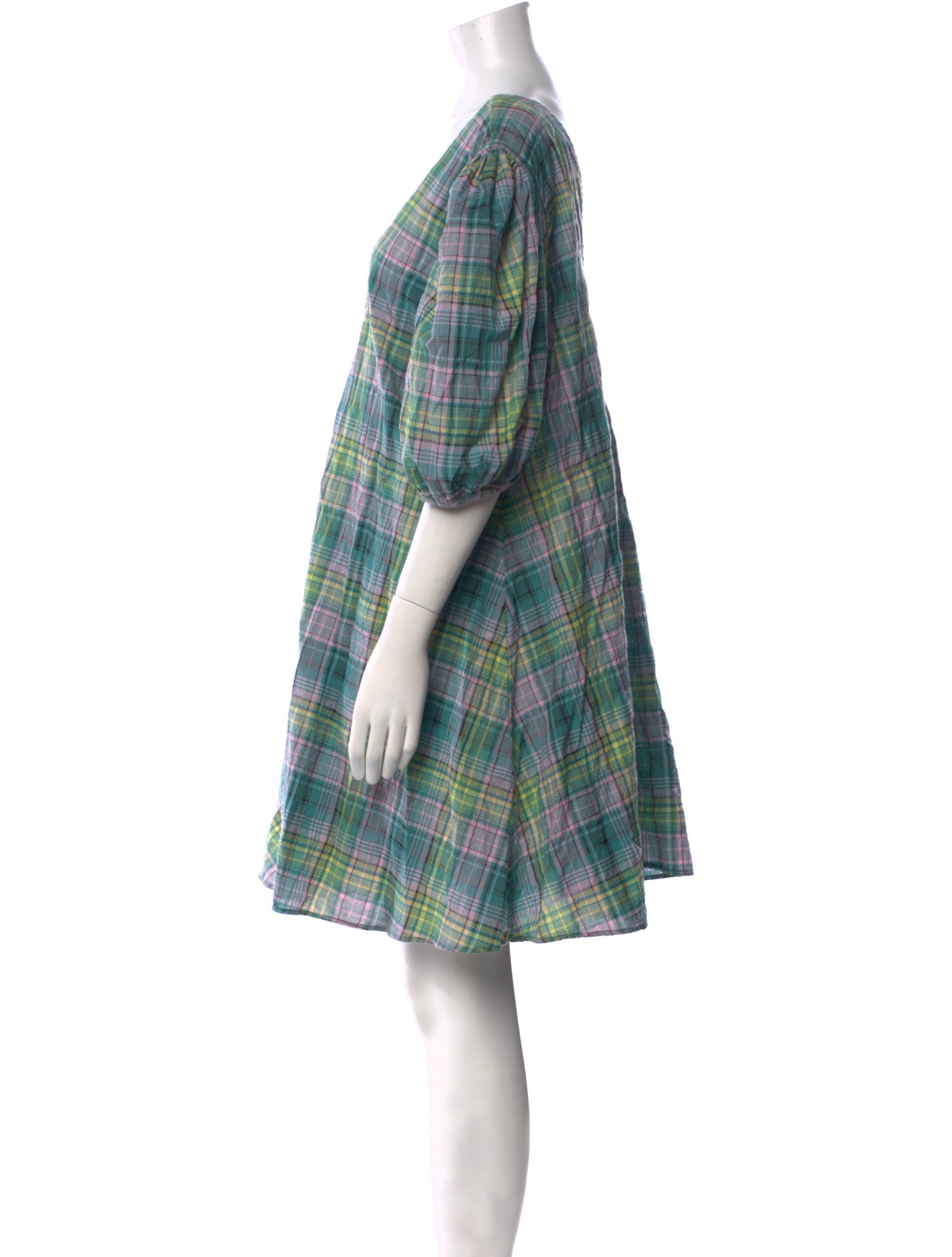 Ganni Plaid Print Mini Dress