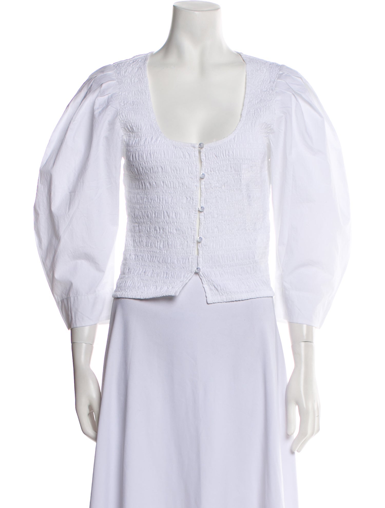 Ganni Scoop Neck Three-Quarter Sleeve Crop Top w/ Tags