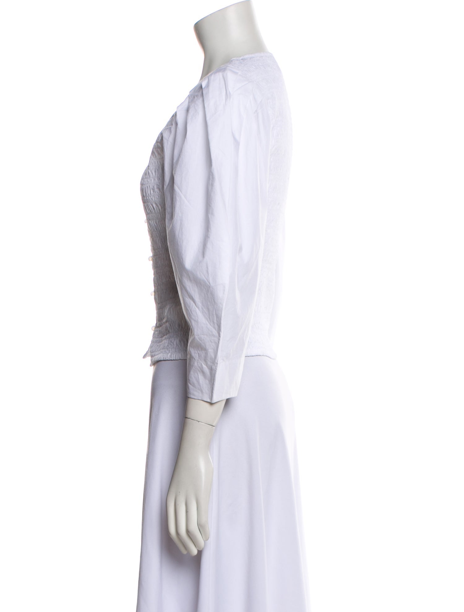 Ganni Scoop Neck Three-Quarter Sleeve Crop Top w/ Tags