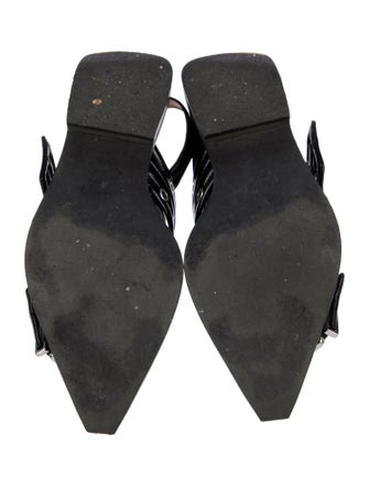 Ganni Leather Eyelet Trim Slingback Flats