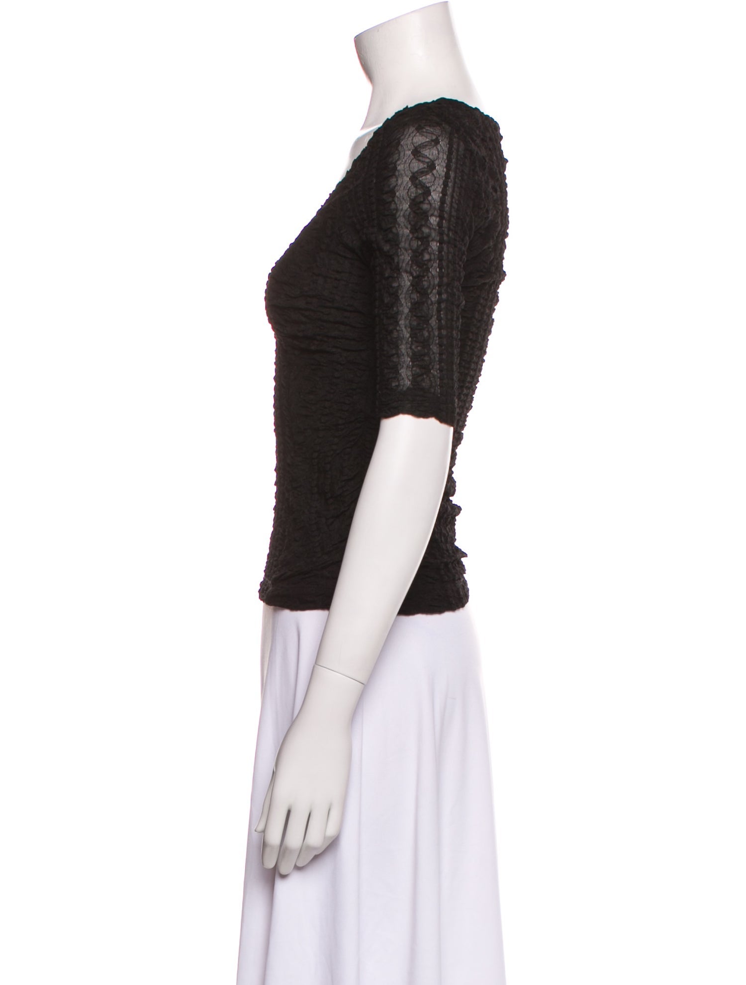 Ganni Square Neckline Short Sleeve Crop Top