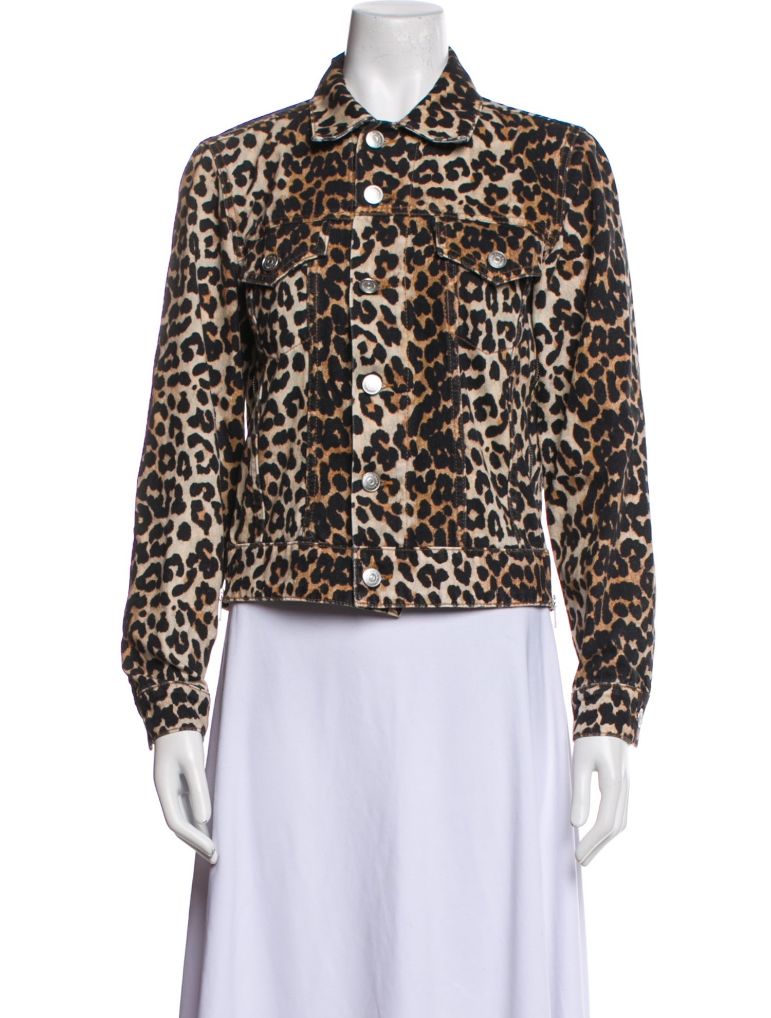 Ganni Animal Print Biker Jacket