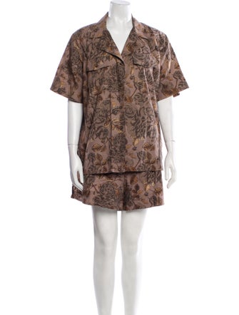 Ganni Floral Print Short Set