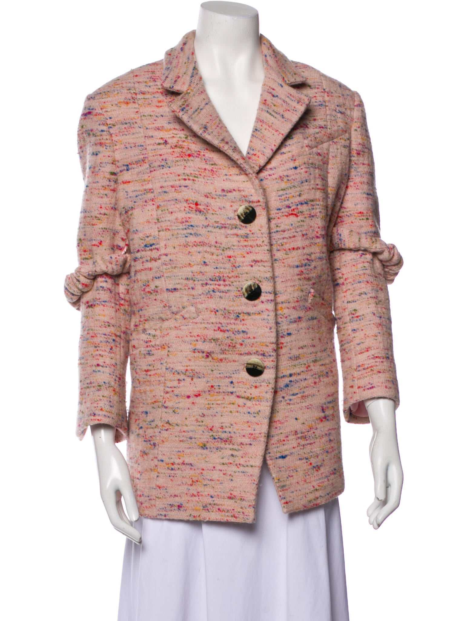Ganni Wool Tweed Pattern Coat