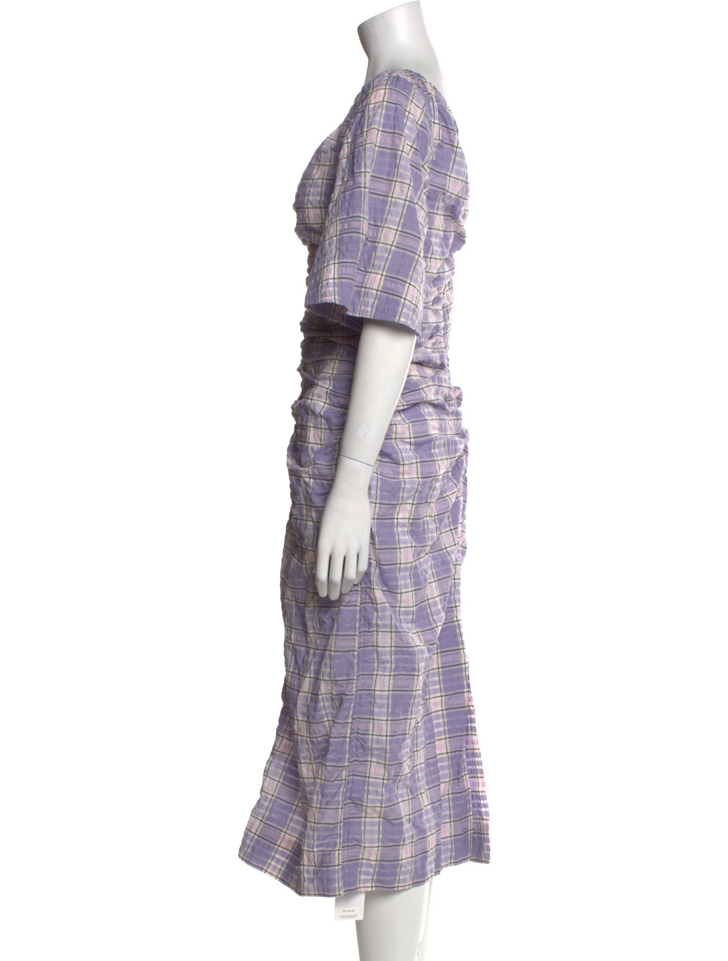 Ganni Plaid Print Midi Length Dress