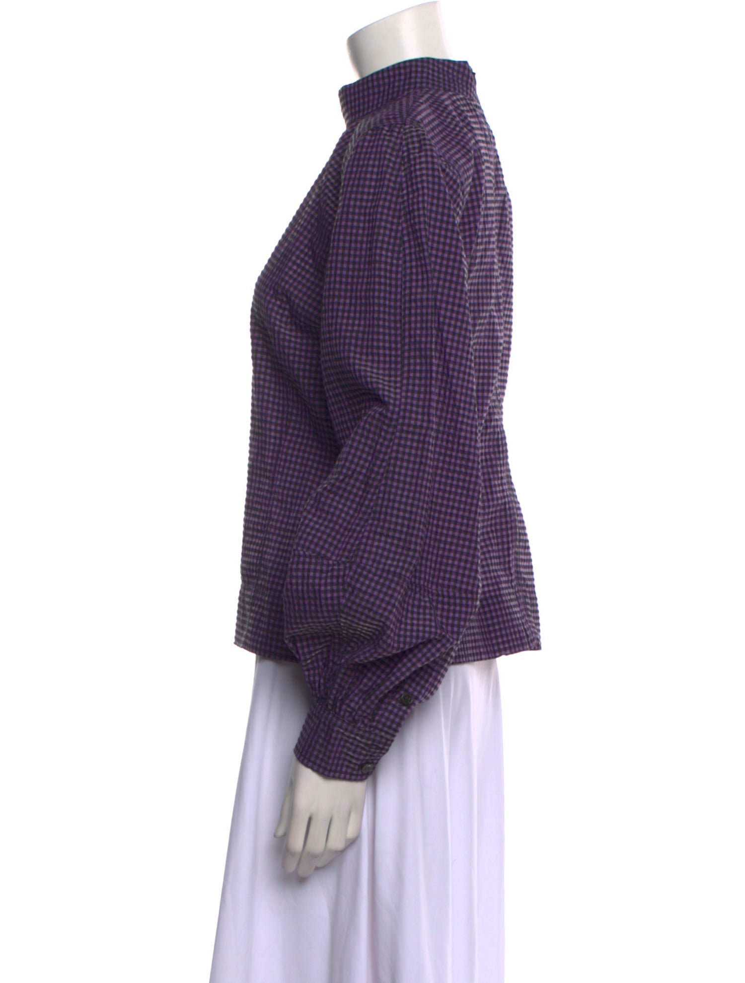 Ganni Plaid Print Mock Neck Sweatshirt