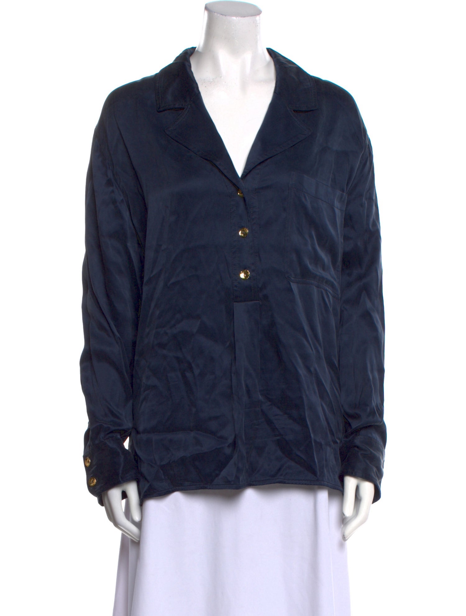 Ganni Long Sleeve Button-Up Top