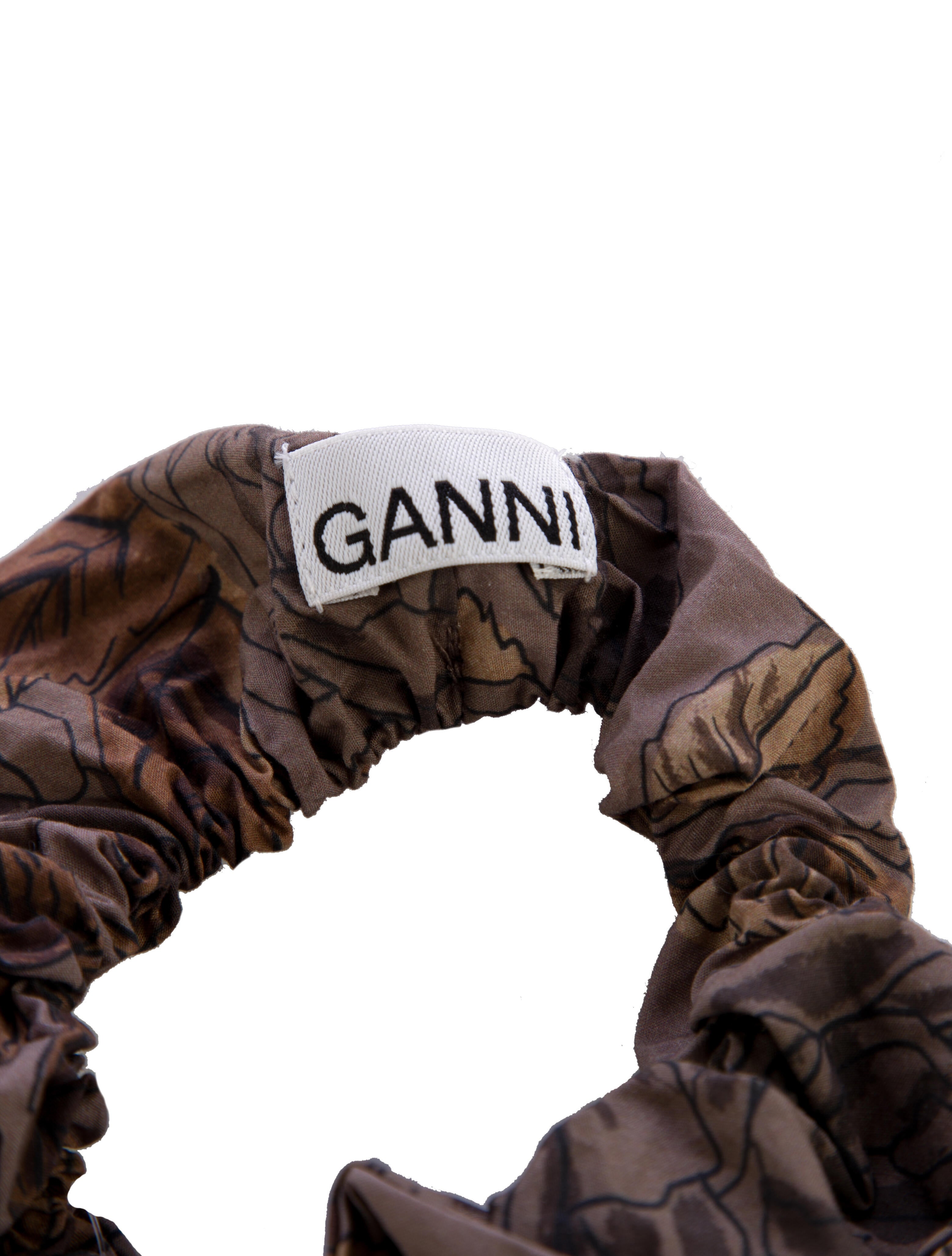 Ganni grey pattern print hair tie