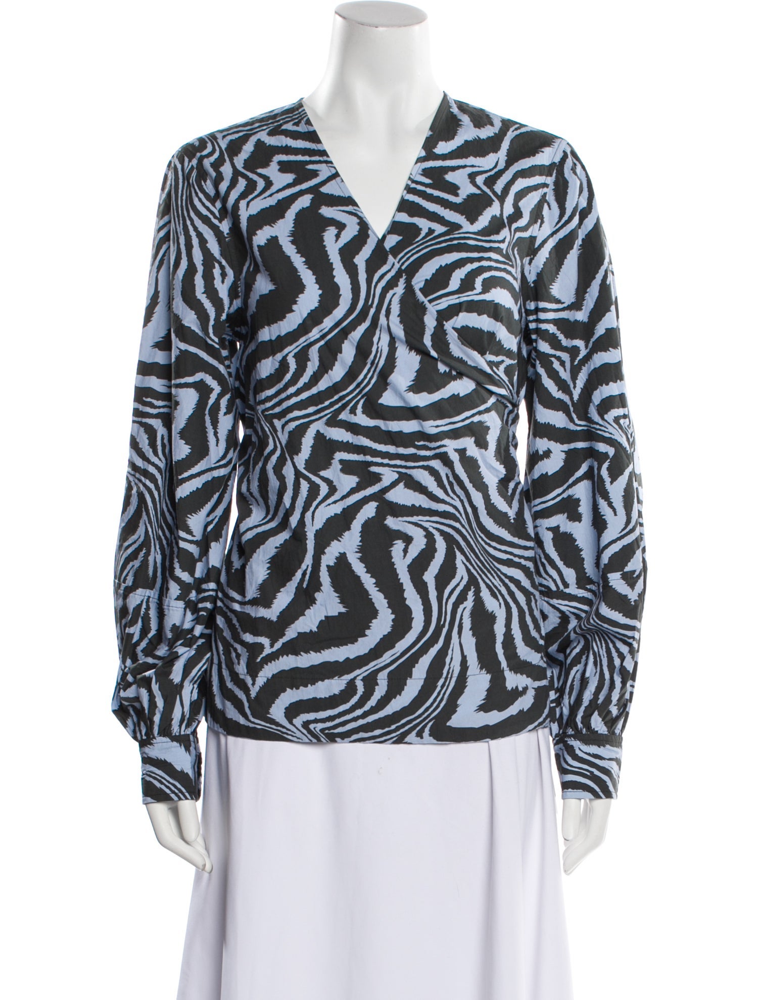 Ganni Printed V-Neck Blouse