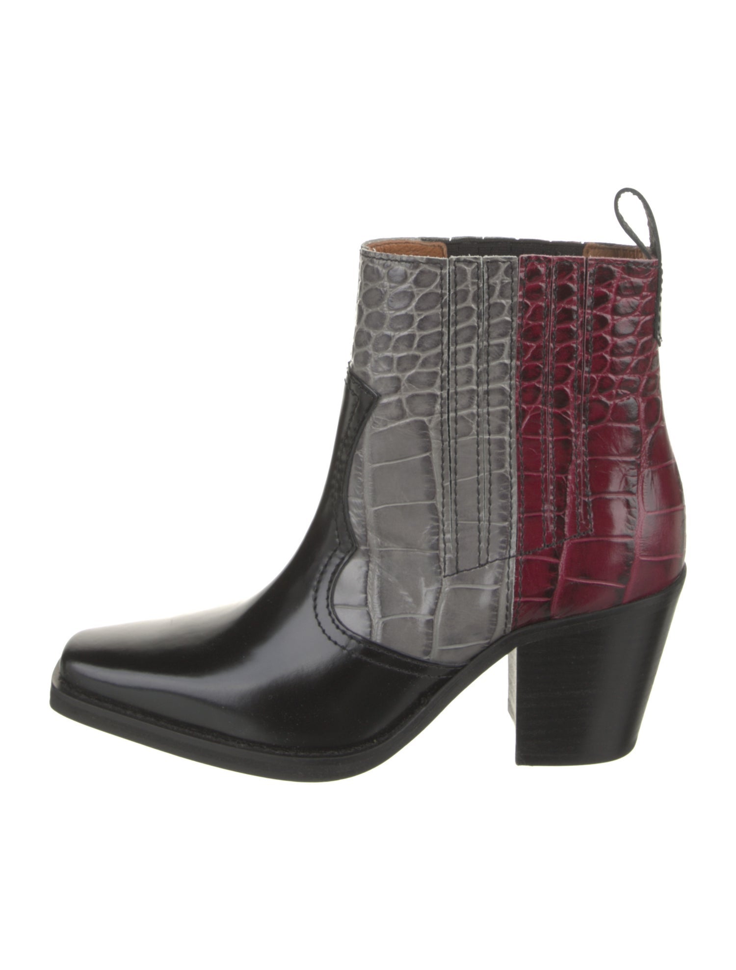 Ganni Leather Colorblock Pattern Chelsea Boots