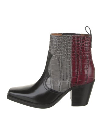 Ganni Leather Colorblock Pattern Chelsea Boots