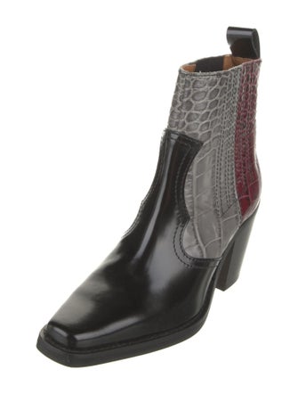Ganni Leather Colorblock Pattern Chelsea Boots