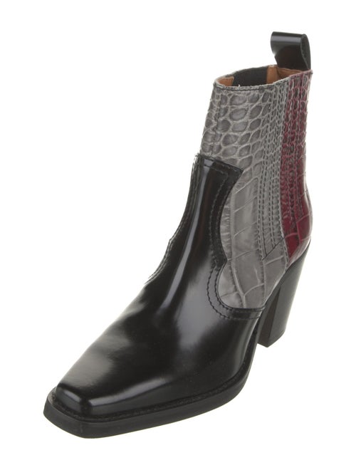 Ganni Leather Colorblock Pattern Chelsea Boots