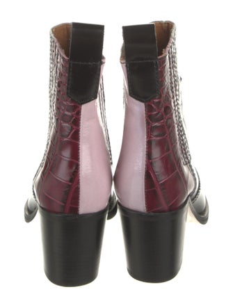 Ganni Leather Colorblock Pattern Chelsea Boots