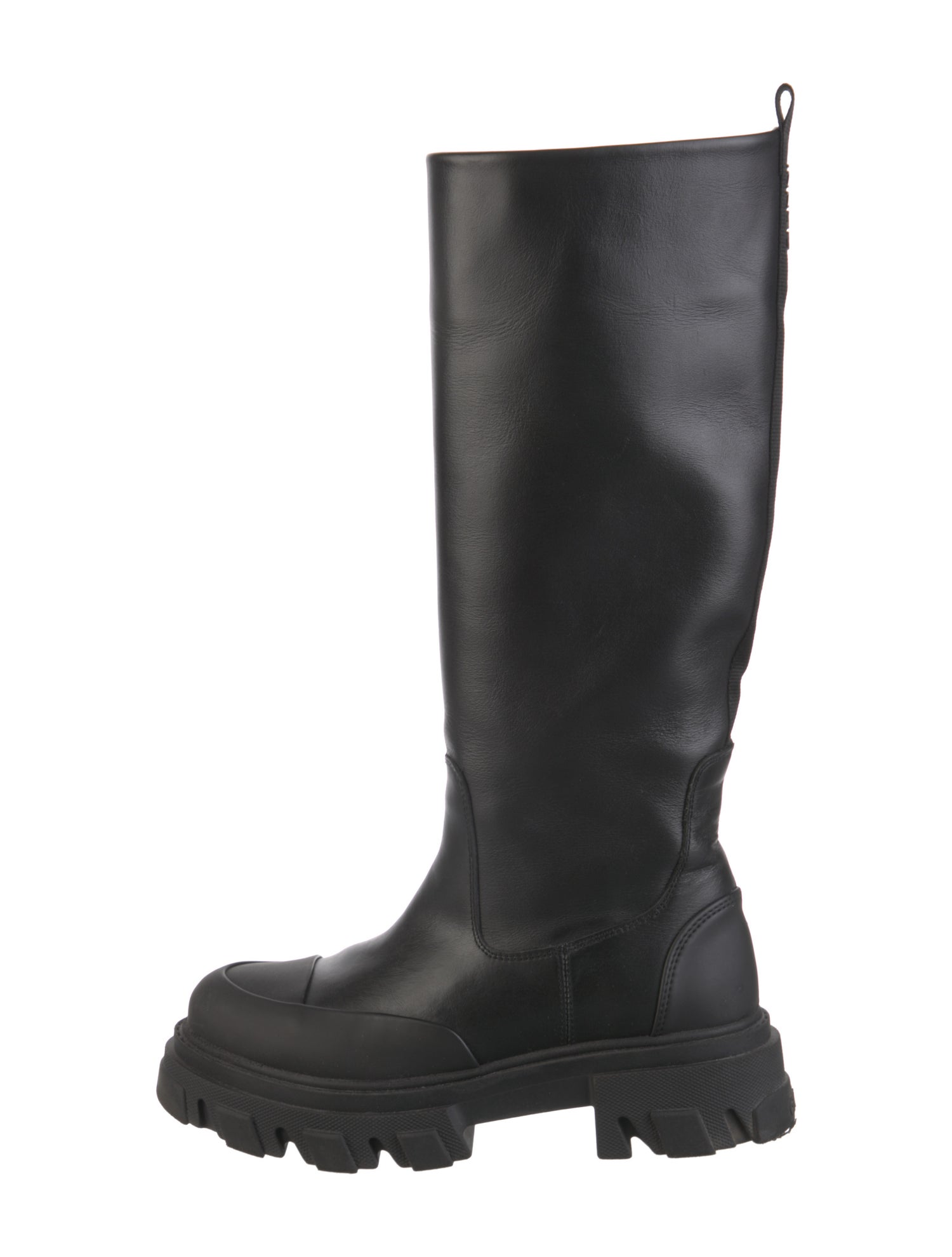Ganni Leather Grosgrain Trim Boots