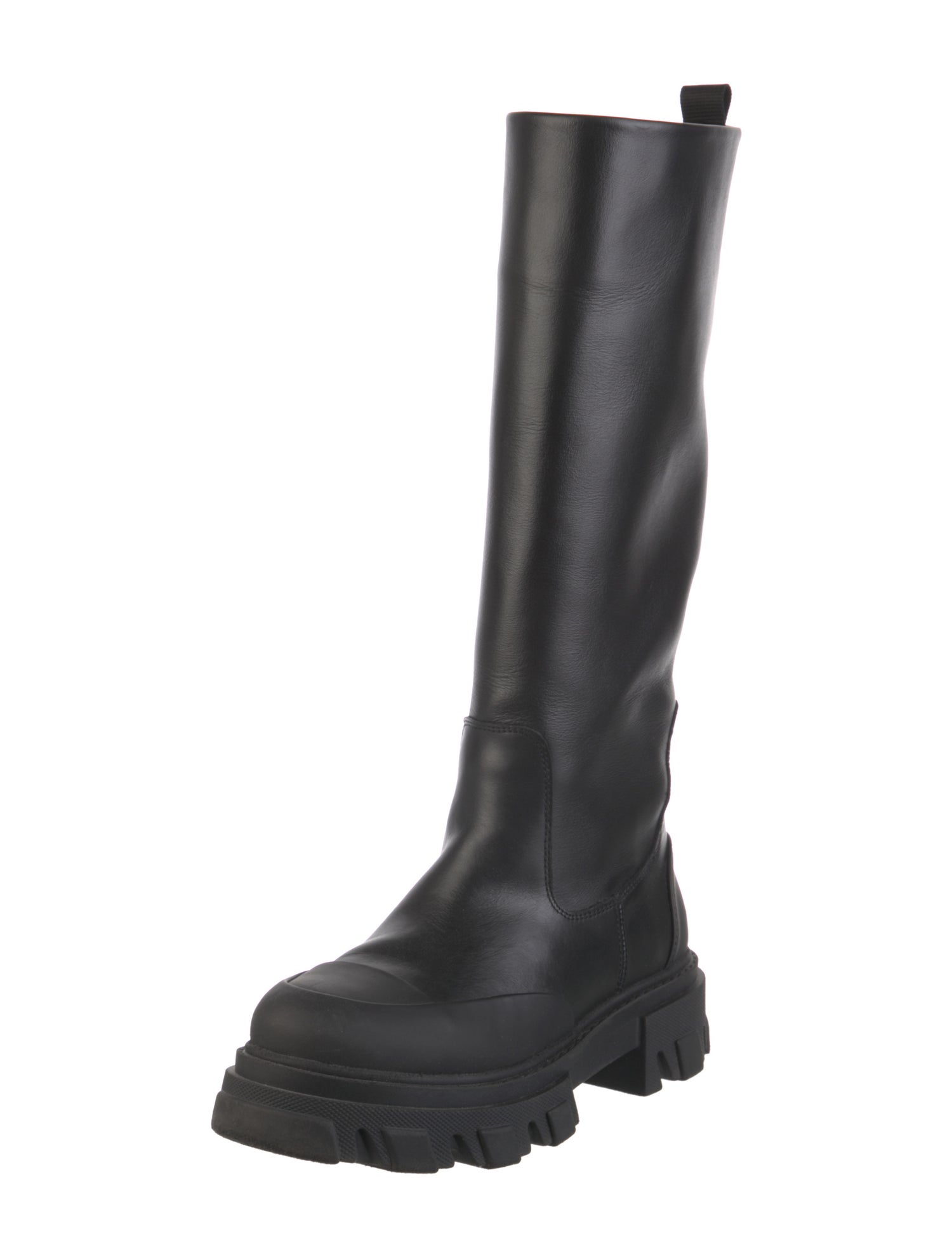 Ganni Leather Grosgrain Trim Boots