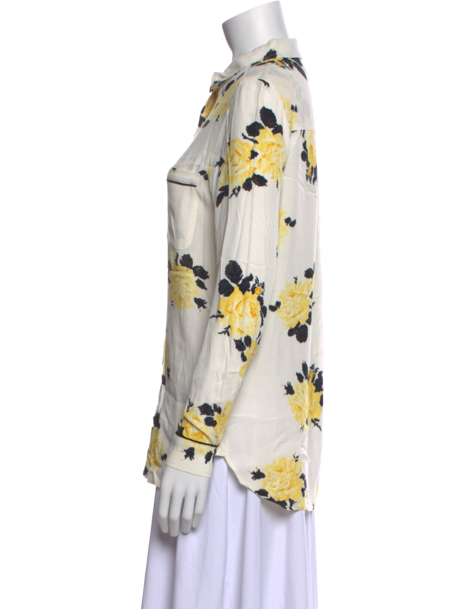 Ganni Floral Print Mock Neck Blouse