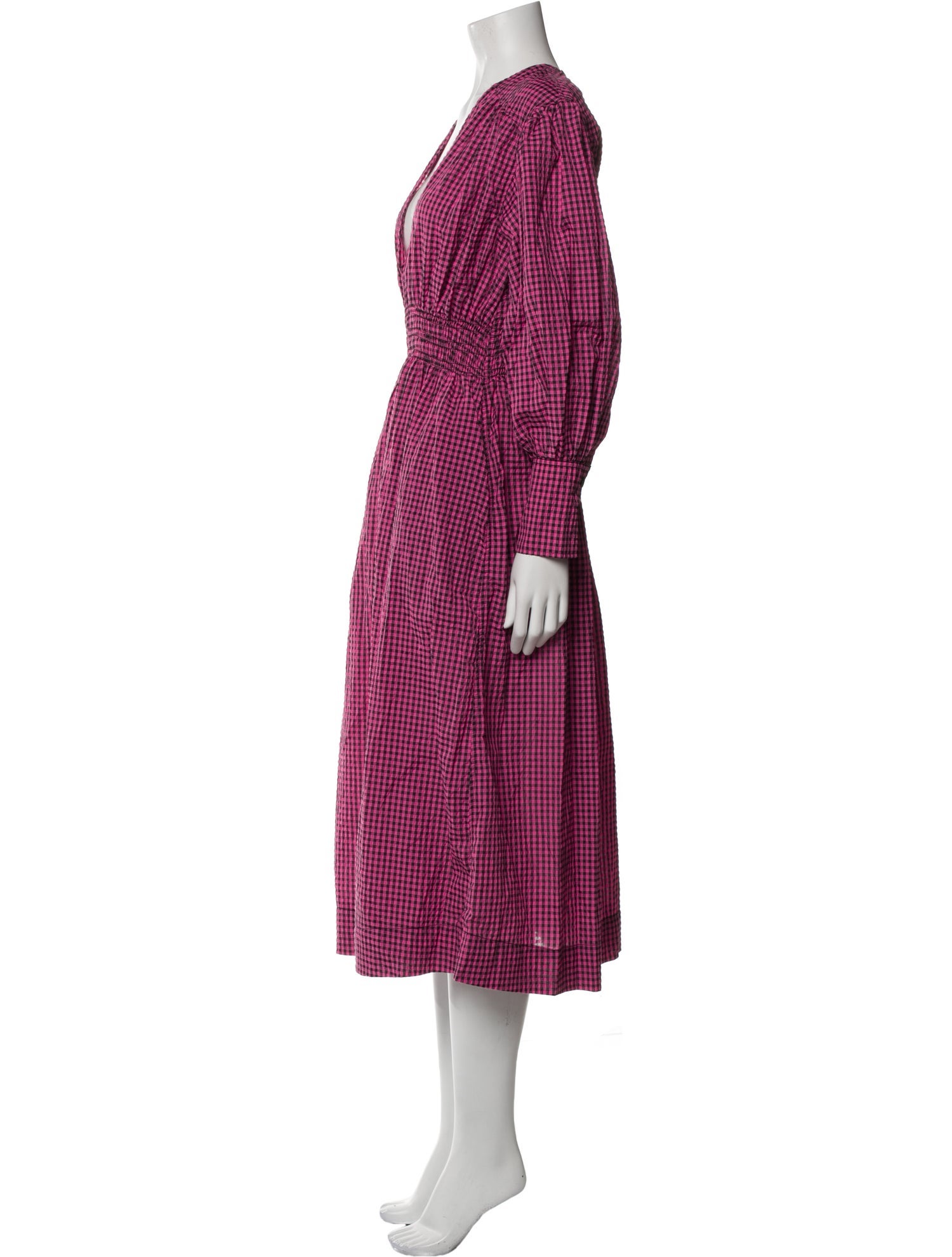 Ganni Plaid Print Midi Length Dress