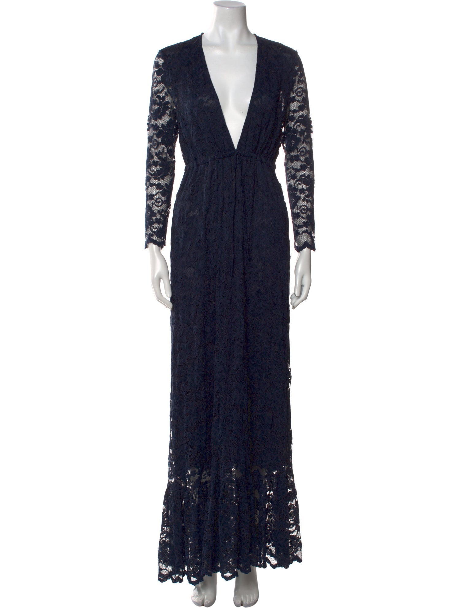 Ganni Lace Pattern Long Dress