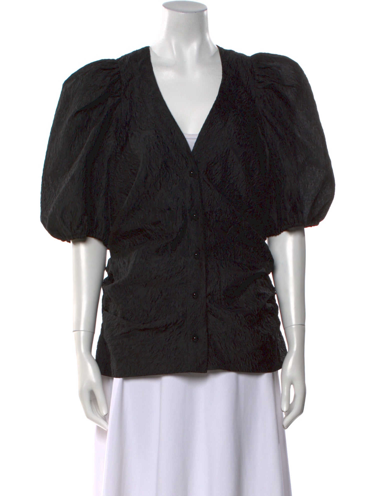 Ganni Printed V-Neck Blouse